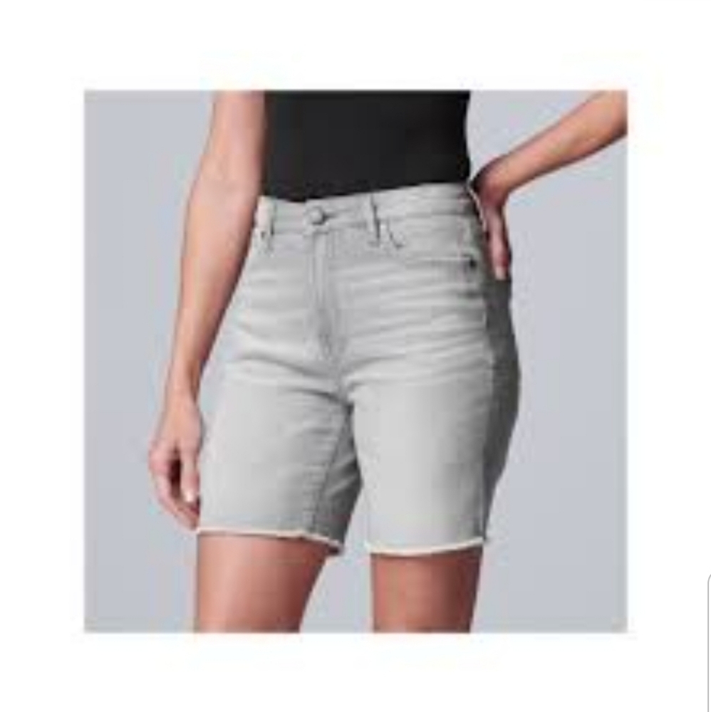 Simply Vera Vera Wang PETITES High Rise GreyStone Frayed Hem Sz 0P Shorts